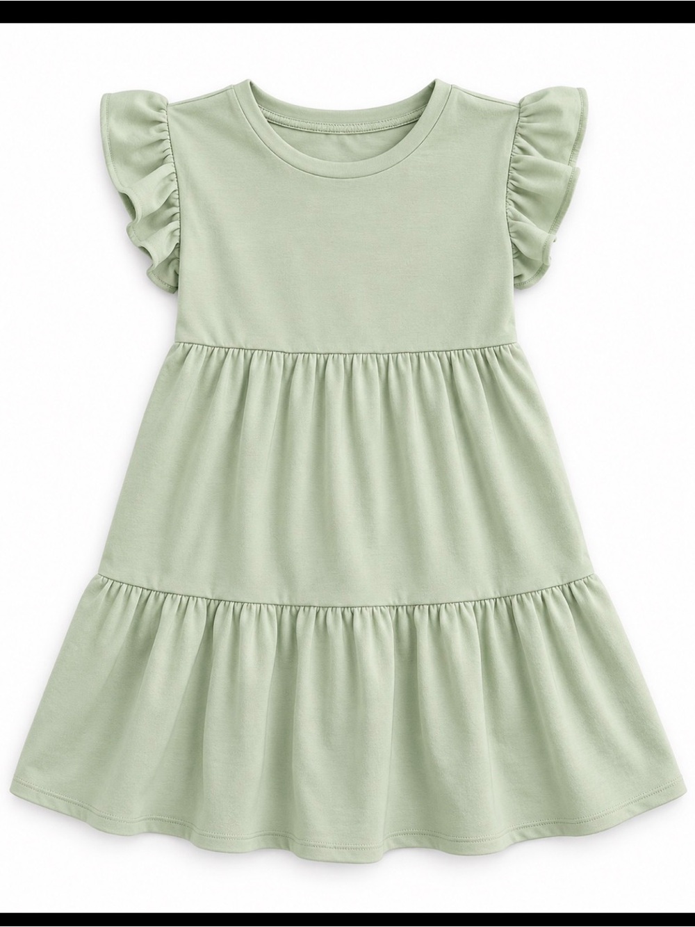 Steve Madden Girls' Tiered Flutter Sleeve Dress - Sage Green